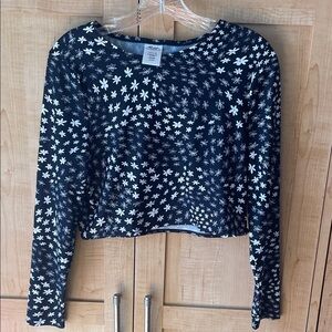 Endless Waves Beach Black and White Floral Crop Top Large (11-13)